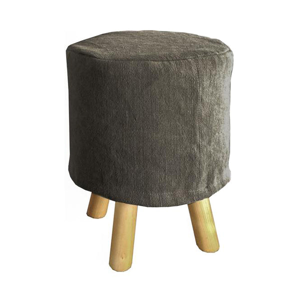 CHALET Stuhl mit Holzbeinen, granitgrau, Jute-Stoff, Ø 80 x 45 cm
