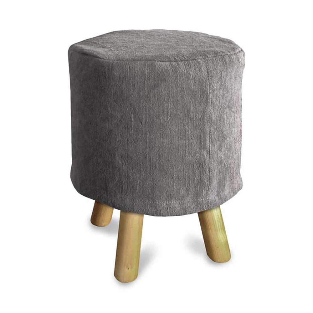 CHALET Stuhl mit Holzbeinen, granitgrau, Jute-Stoff, Ø 80 x 45 cm