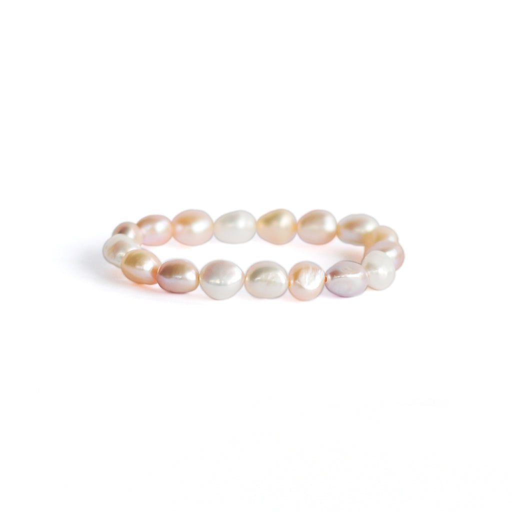 Süsswasser Perlen Armband 1-Reiher | Barock | Weiss-Rosé-Mix | Süsswasser Perle 9,5 - 10,5 mm
