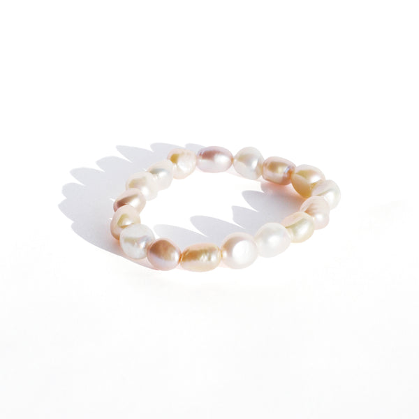 Süsswasser Perlen Armband 1-Reiher | Barock | Weiss-Rosé-Mix | Süsswasser Perle 9,5 - 10,5 mm
