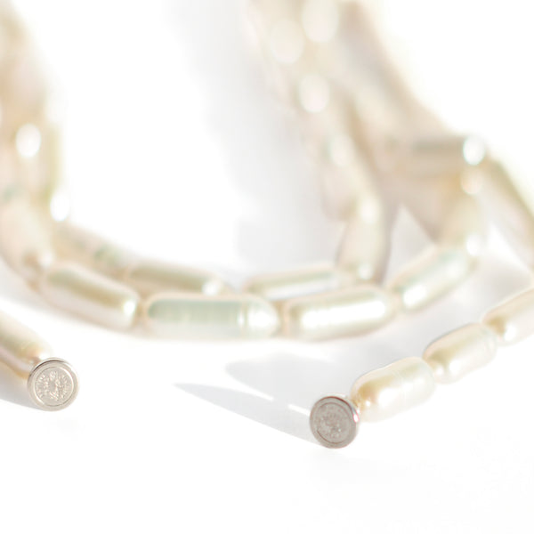 Süsswasser Perlen Halskette | 1.45 m | Weiss | Süsswasser Perlen Stabförmig ca. 1.5 cm lang