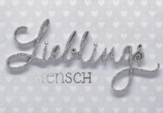 Grusskarten | Perleberg | Lettering Design Collection | Text Lieblingsmensch | Glitter Silber