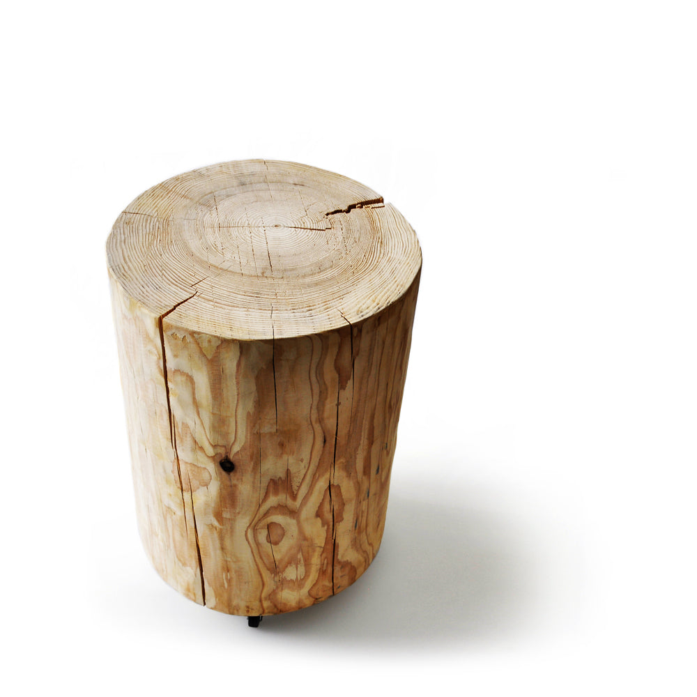 Baumstamm-Holztisch bzw. -Holzhocker mit 4 Rollen 2in1 | Baumstamm Style | Handmade in Switzerland | Ø 39 x 54 cm