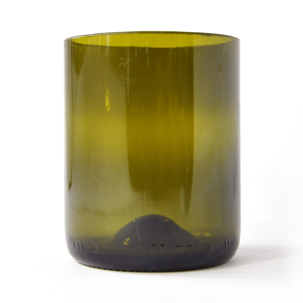 Glas aus glücklich ausgetrunken Weinflaschen | Handgefertigt in der Schweiz | Olivgrün